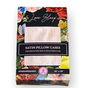 Love Sleep Pair Blush Standard Satin Pillowcases 20”x30” 2 Pack - New